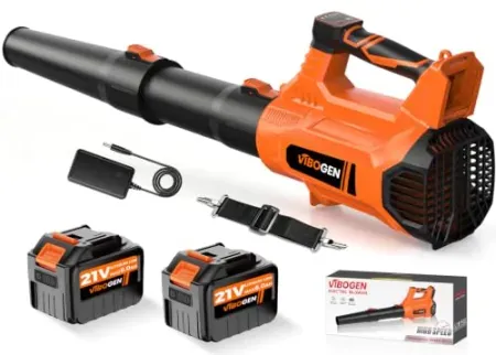 VIBOGEN Cordless 21V Electric Leaf Blower w/ 2x 6.0Ah Batteries & Charger