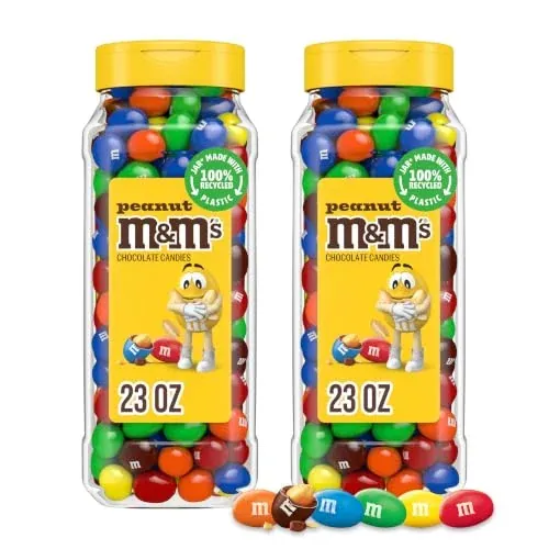 M&M's Peanut Candy Jars, Assorted Chocolate Candies, Party Size Bulk