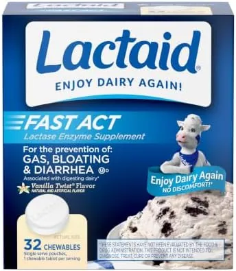32-Ct Lactaid Fast Act Lactose Intolerance Relief Chewables (Vanilla Twist)