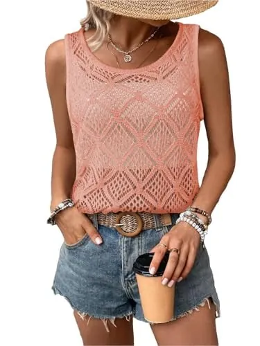 Bosmeer Women’s Sweaters Vest Crochet Tank Tops