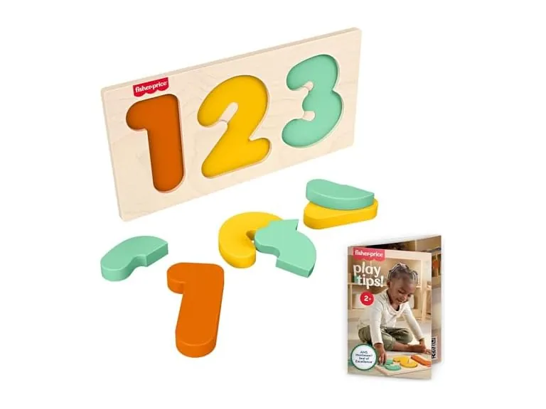 Fisher-Price Wood Montessori 1-2-3 Number Learning Puzzle