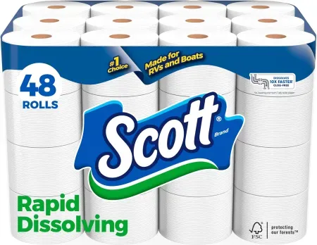 48-Count Scott Rapid-Dissolving Double Roll Toilet Paper