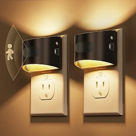 2-Ct L LOHAS Dimmable LED Night Lights w/ Motion & Dusk-to-Dawn Sensors
