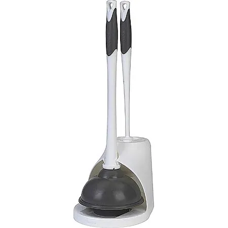 Clorox Toilet Bowl Brush & Plunger Combo Set w/ Storage Caddy