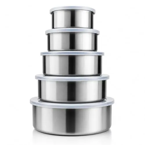 HANDIT 5-Piece Stainless Steel Food Storage Containers w/ Lids (8-Oz to 32-Oz)