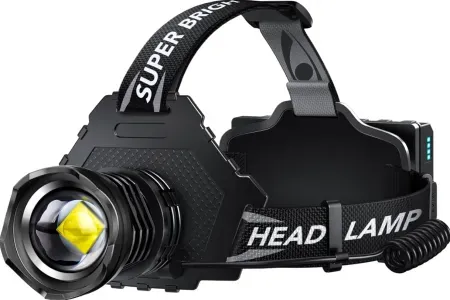 AKNEAR 99000LM 12 Mode Zoomable Rechargeable LED Headlamp