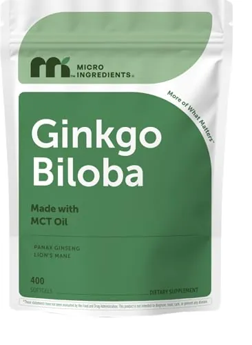 Micro Ingredients Ginkgo Biloba 120mg 400 Softgels with Panax Ginseng & Lion’s Mane