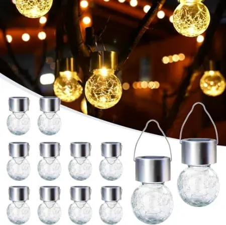 12-Pack GIGALUMI Solar Hanging Lanterns Outdoor Garden Lights