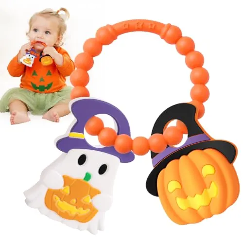 Soft Pumpkin & Ghost Textured Silicone Teether