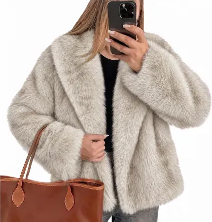 Sipaya Women's Faux Fur Shawl Collar Jacket