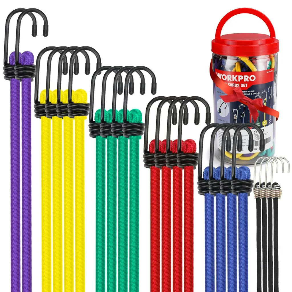 WorkPro Heavy Duty Bungee Cords w/ Hooks 22-Piece Set
