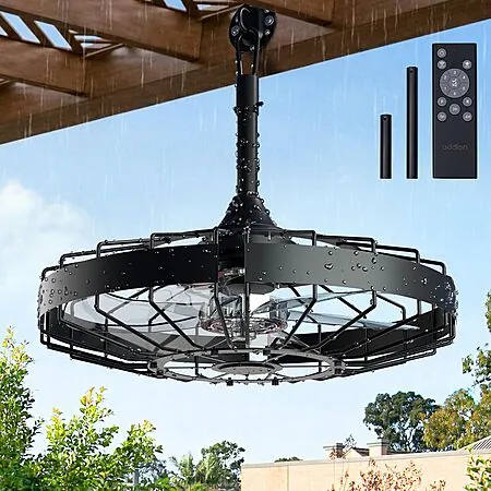20" addlon IP65 Outdoor Plug-In Ceiling Fan w/ Remote & App Control (Black)