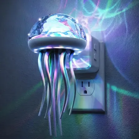 JandCase RGB Color-Changing Rotating Jellyfish Projector Plug-In Night Light