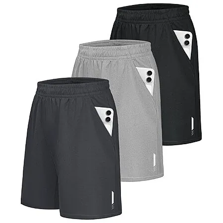 3-Pk Little Beauty Men's Athletic Fast Dry Shorts w/ Pockets (various)