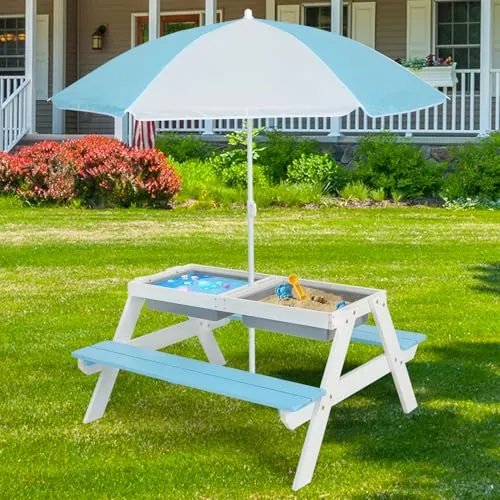KOTEK Kids Picnic Table 3-in-1 Sand and Water Table