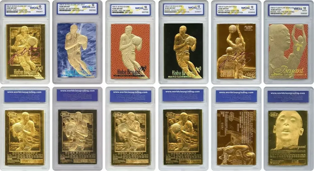Kobe Bryant Official 1996 Rookie Fleer Gold Cards Gem-Mint 10 Set of 6
