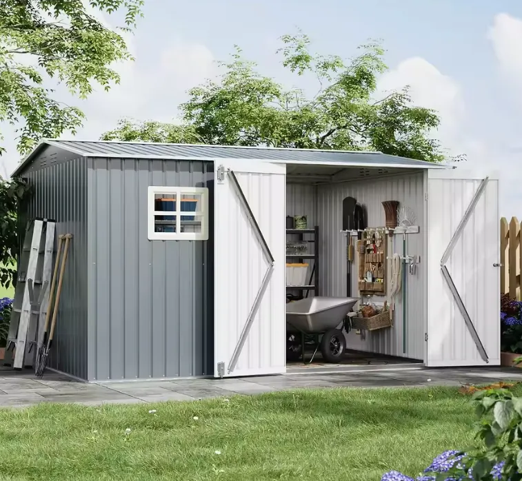 10 x 8-Foot Metal Outdoor Storage Shed w/ Lockable Door