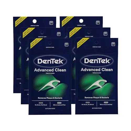 DenTek Floss Picks Advanced Clean Plaque Remover 20 Count 6-Pack