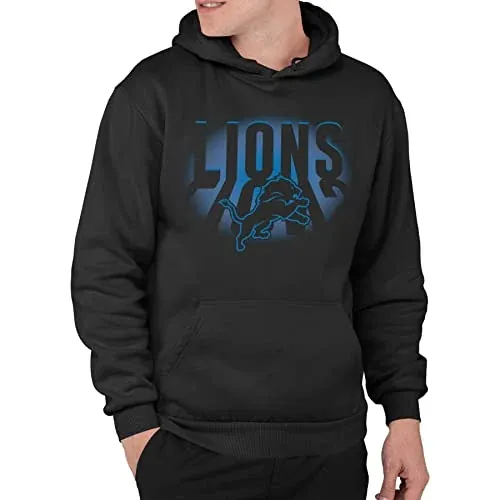 Junk Food NFL Detroit Lions Adult Pullover Fleece Hoodie for Men and Women, Black (L)