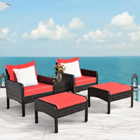 5-Piece Costway Patio Rattan Furniture Set