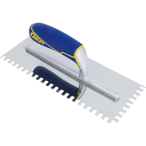 QEP Comfort Grip Stainless Steel Trowel Square-Notch 1/4" x 3/8" x 1/4"