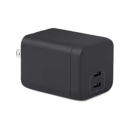 2-Port 65W Amazon Basics Fast Charging GaN USB-C Wall Charger