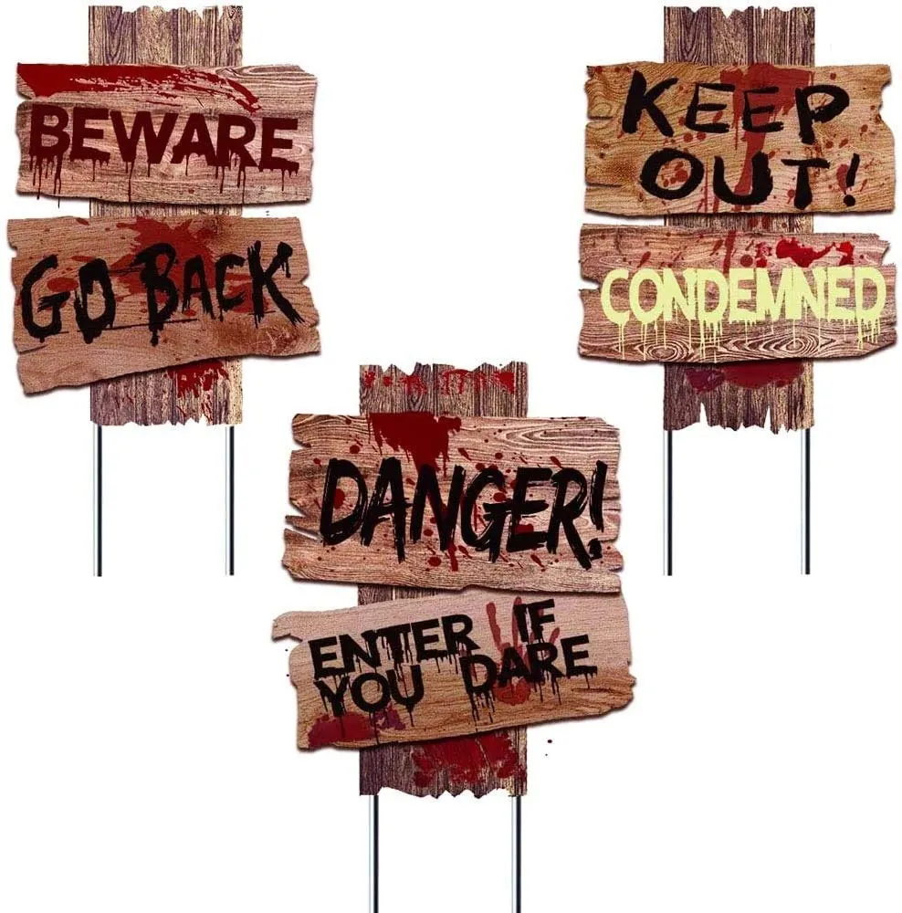 Liecho 15" x 12" Halloween Yard Signs Stakes 3-Pack