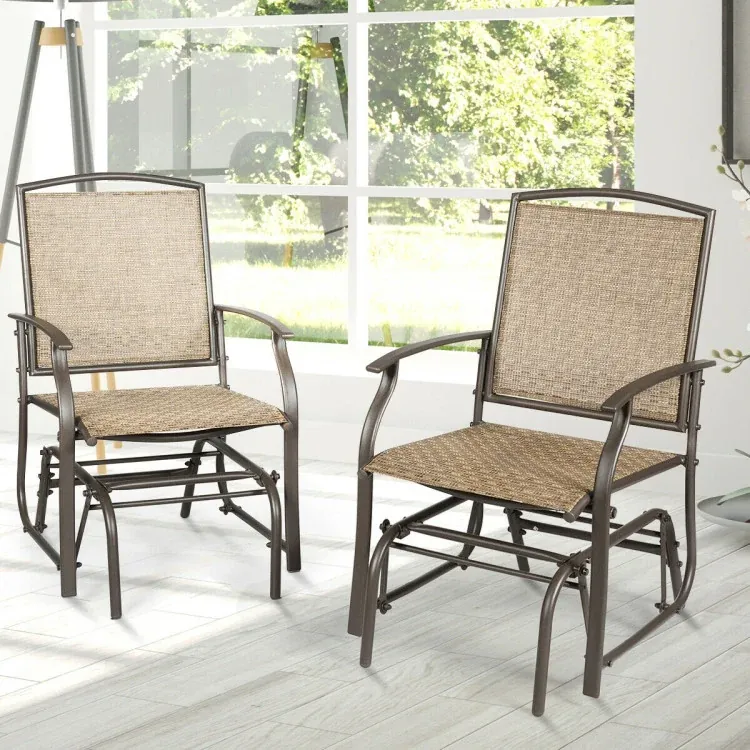 Costway Patio Glider Chairs 2-Pack (Brown)