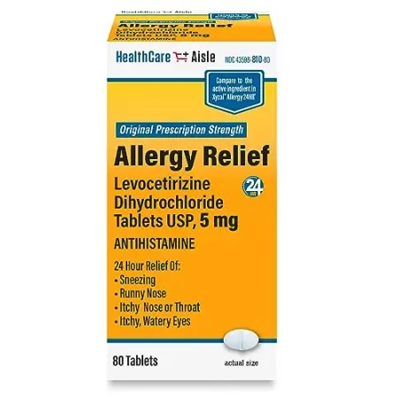 80ct HealthCareAisle Allergy Relief Levocetirizine Dihydrochloride Tablets