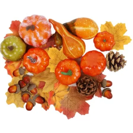 Winemana Fall Decor Mini Pumpkins Gourds & Leaves Set