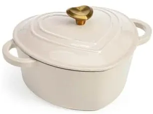 2-Qt Paris Hilton Enameled Cast Iron Heart-Shaped Dutch Oven w/ Lid (Cream)