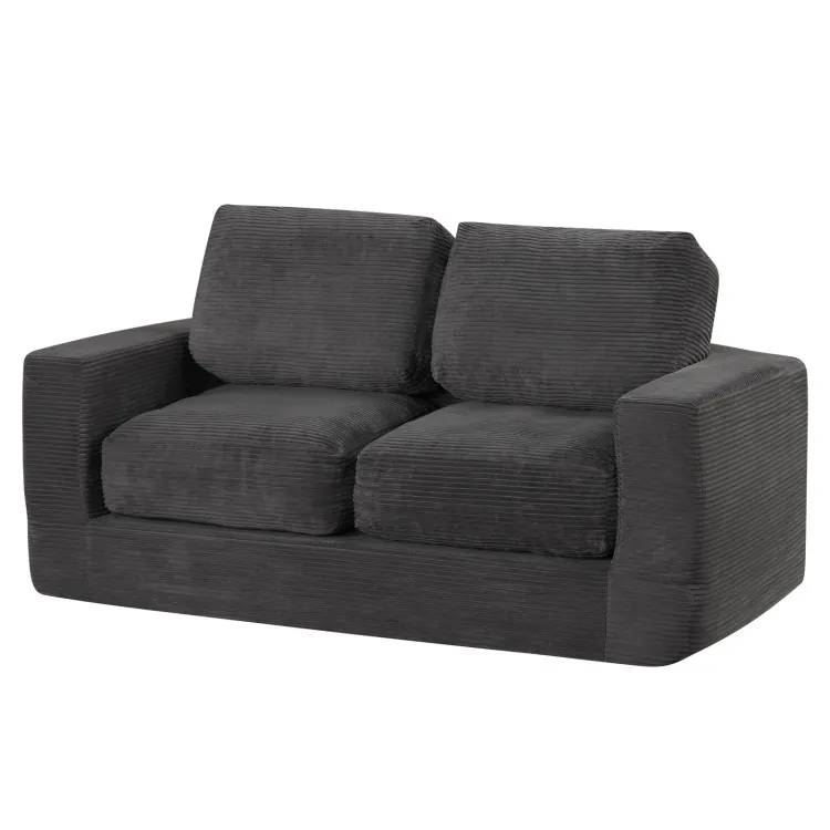 Costway 2-Seater Floor Foam Loveseat w/ Removable Corduroy Cover