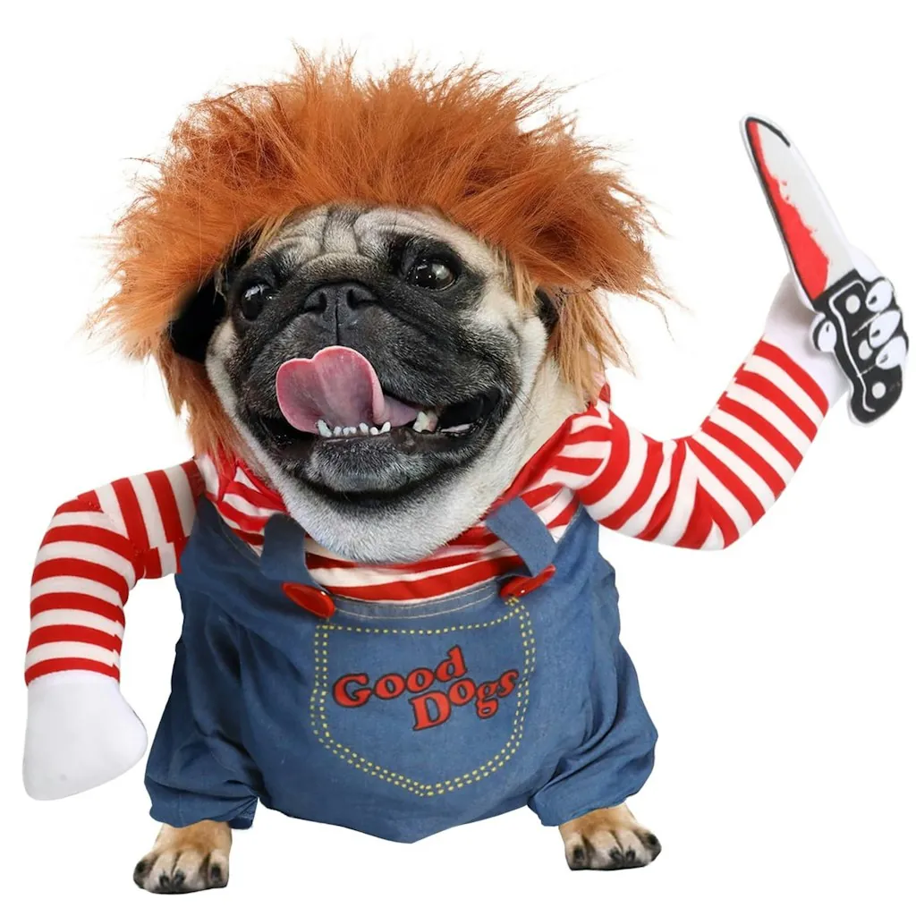 Chucky Dog Halloween Costume w/ Knife & Wig