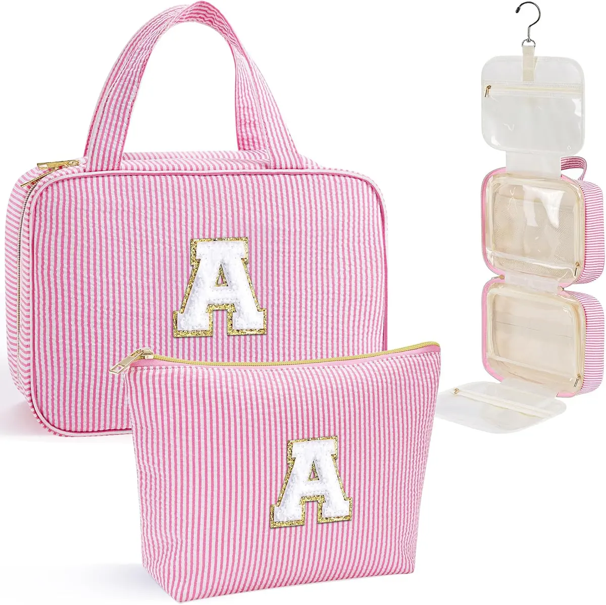 Initial Hanging Toiletry & Makeup Bag Set