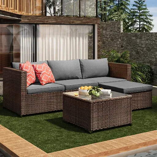 Ebern Designs Dossena 5-Piece Outdoor Patio Conversation Set with Cushions