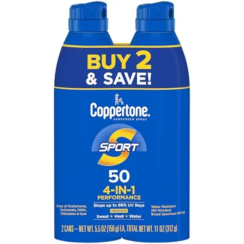 Coppertone Sport SPF 50 Continuous Spray Sunscreen 2-Pack 5.5-Ounce