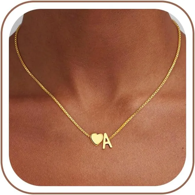 Eaciy Gold Heart Initial Necklace