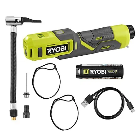 Ryobi USB Cordless Bike & Ball Pump Inflator Kit w/ 2Ah USB Battery