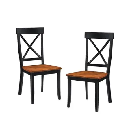 Set-of-2 Home Styles Classic Black and Oak Pair of Dining Chairs