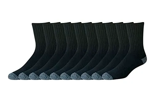 Amazon Essentials Men's Cotton Crew Athletic Moisture Wicking Sports Socks 10 Pairs