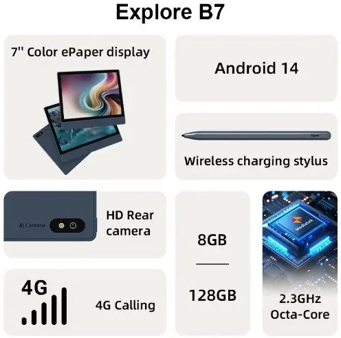 Bigme B7 7" Color E-Ink Reader 8GB+128GB Android 14 Tablet