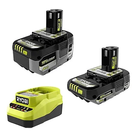 RYOBI ONE+ 18V Lithium Starter Kit w/ 1x 2.0Ah + 1x 4.0Ah Battery & Charger