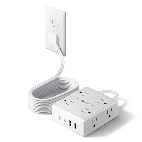 Flat Plug Surge Protector Power Strip Extension Cord