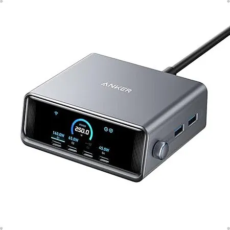 Anker GaN Prime 6-Port up to 250W USB-C Charging Station w/ 2.26" Display
