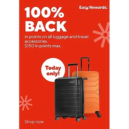 Staples Rewards Offer: Luggage Purchase (up to $150), Earn