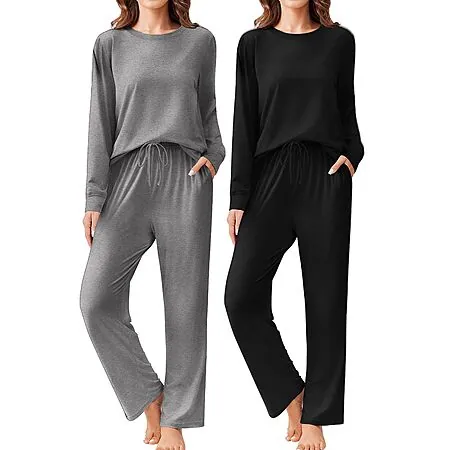 2-Pack Ekouaer Women's Long Sleeve Pajama Sets (Various)