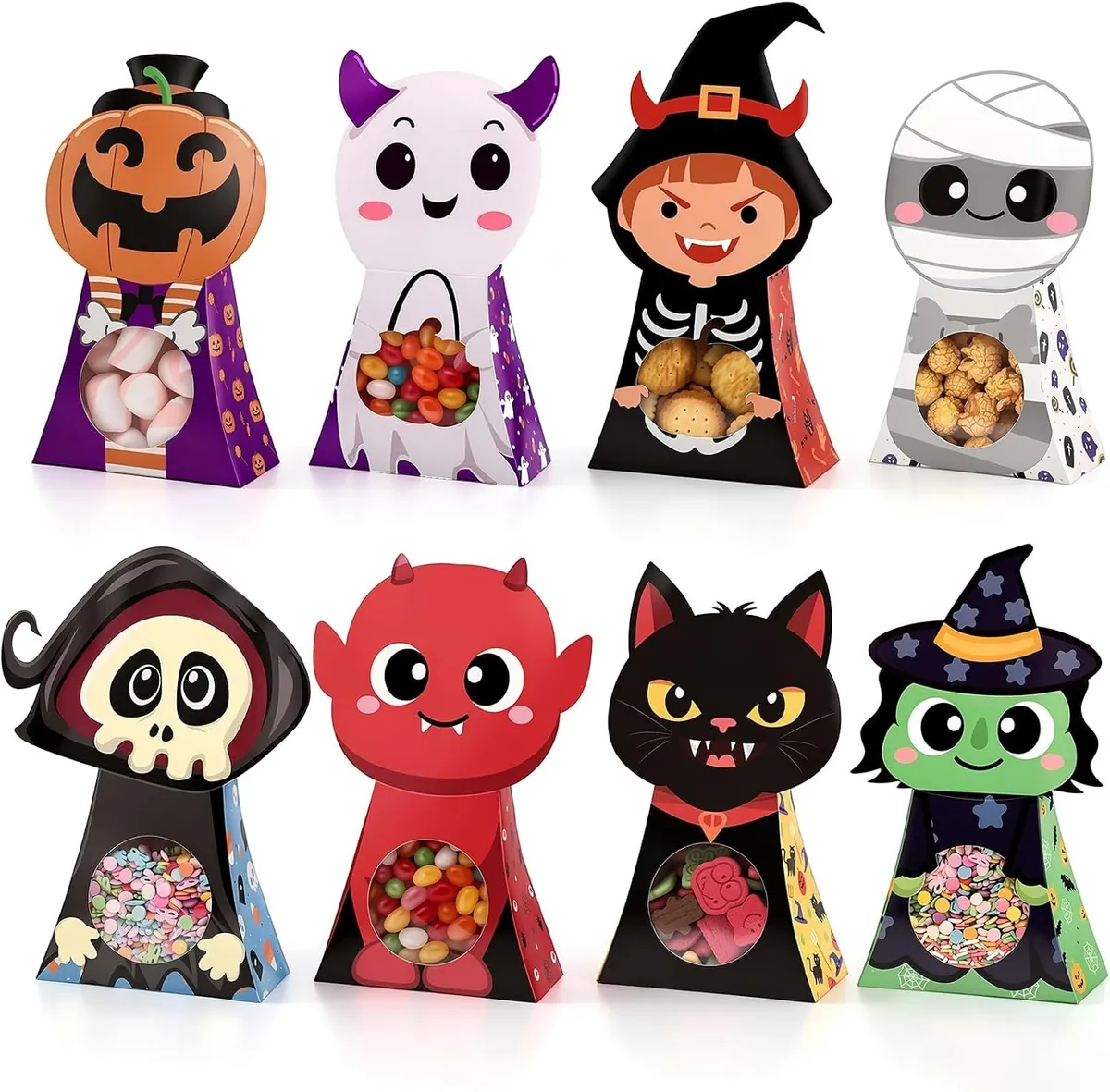 Halloween Treat Boxes with Window 24 Pack