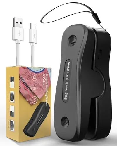 NEATEST 2-in-1 Rechargeable Mini Bag Sealer & Cutter w/ Magnet (Black)