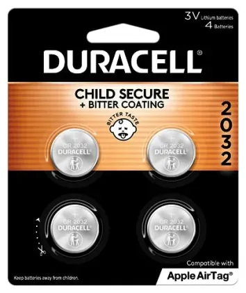 4-Pack Duracell CR2032 3V Lithium Coin Batteries