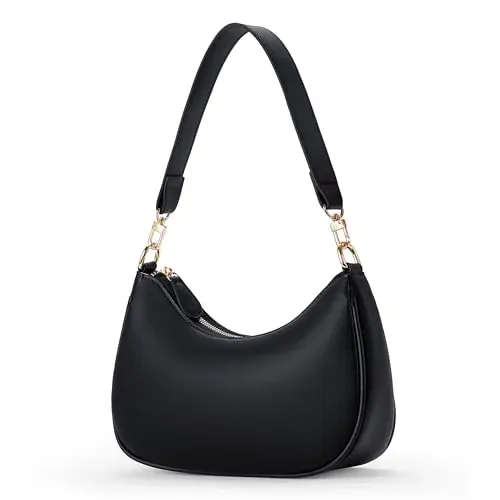 Chelmon Faux Leather Hobo Shoulder Bag (Black)